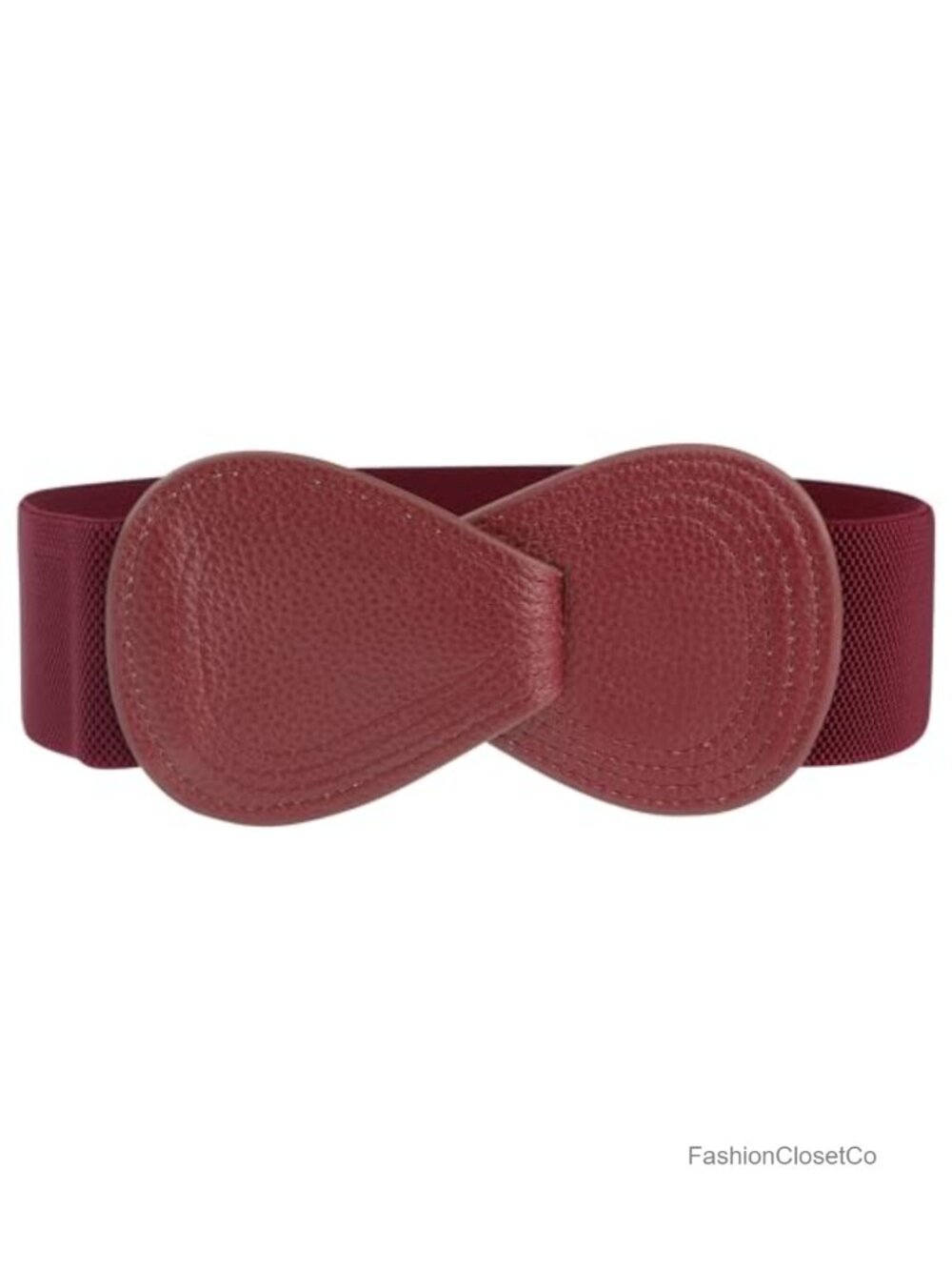 Wide Stretch Waist Corset Belt Faux Leather Figure-8 Buckle Wrap Style